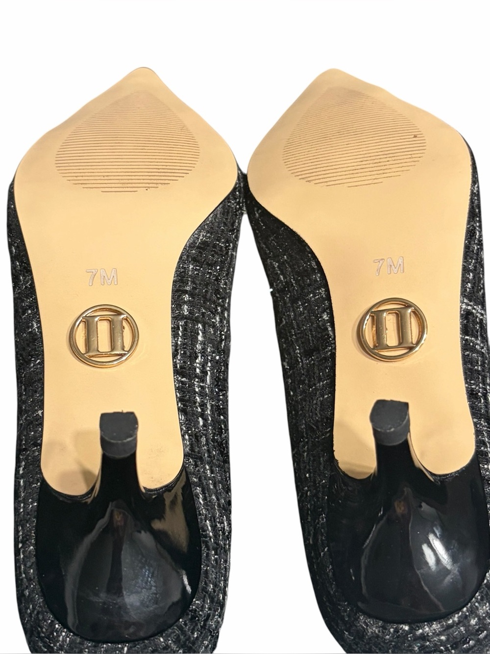 By Sheri Anne Mahoney Black Tweed Pointed-Toe Flats with Patent Cap - Picture 9 of 9